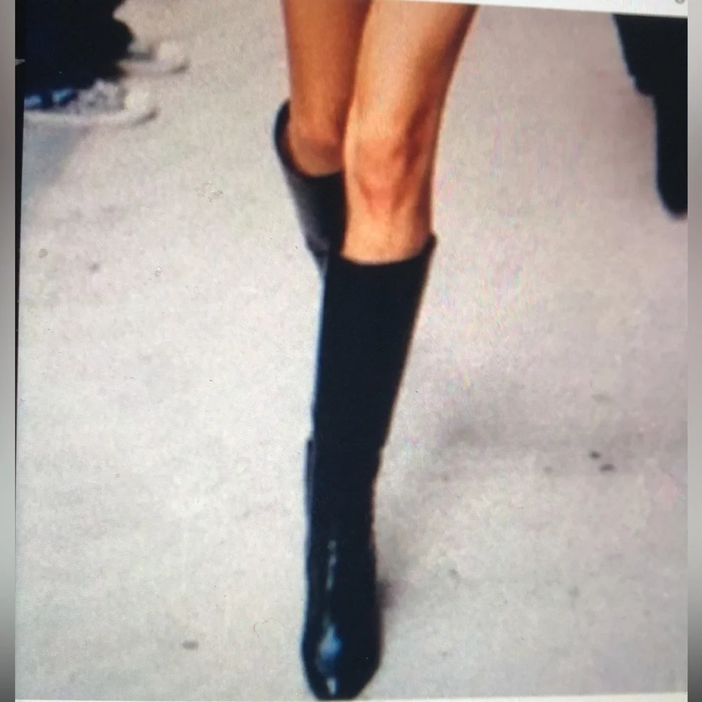 New! Jimmy Choo Black Leather Knee-High Boots. Size 39,5 - Picture 3 of 9